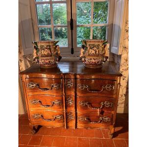 Louis XV Period Oak Chest Of Drawers With Beautiful Steel Ironwork 