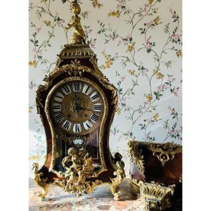 Large Regency Period Cartel Clock In Rosewood Marquetry And Beautiful Gilt Bronzes 