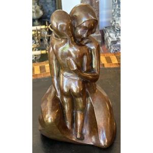 Bronze Sculpture "maternal Tenderness" Signed Marta Solsona