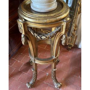 Large Louis XVI Style Gilded Wooden Stand From The 19th Century.