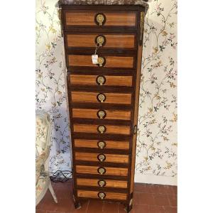 Large Louis XVI Period Marquetry Chest Of Drawers With Columns