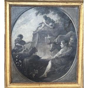 Grisaille, Oil On Canvas, 18th Century, After François Boucher