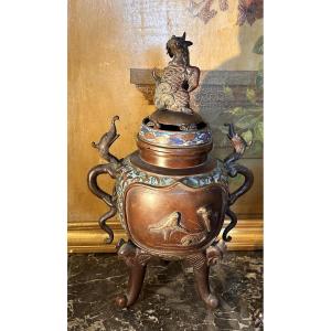 Cloisonné Bronze Incense Burner , China 19th Century