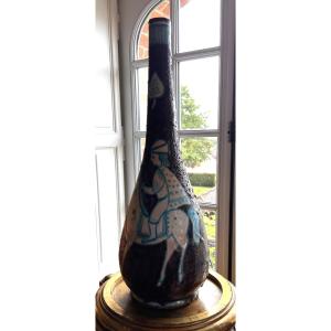 Large Ceramic Bottle Vase By Workshop Solimene , Vietri, Circa 1950