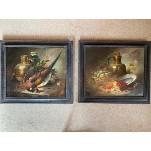 Pair Of Still Life Paintings Signed émile Gallois