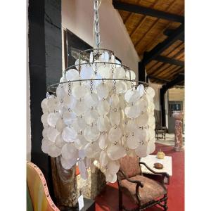 Fun Mother-of-pearl Chandelier Verpan 1960s