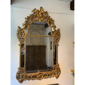 Mirror With Glazing Beads In Golden Wood Regency Period, Eighteenth Century