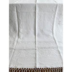 Am Double Encrypted Wedding Blanket On Cotton Piqué - Puy-en-velay Lace