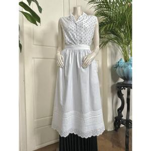 Service Apron English Embroidery And Religious Pleats On Fine Percale Antique Office Linen