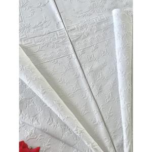 English Cotton Pique Quilt - Fleur-de-lis And Greek Frieze Decoration - Early 20th Century