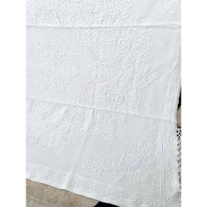 Provençal Blanket - Waffle Cotton Pique Marked Rl - Antique Trousseau Linen - Late 19th Century