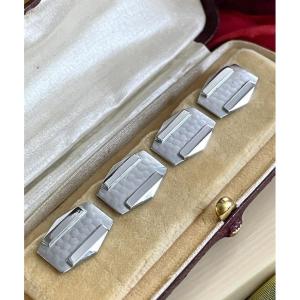 Malix Gesh Cufflinks - Silver And White Metal - Art Deco - Vintage