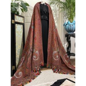 Long Shawl With Box - Signature And Mark Of The Shawl Maker - Cut-throat Weaving - Circa 1860