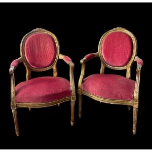 Pair Of Louis XVI Medallion Armchairs