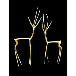 Pair Of Bronze Antelopes
