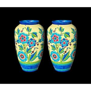 Pair Of Keramis Vases - Art Deco