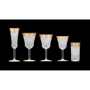 Saint Louis Crystal Service Of 40 Glasses - "thistle" Collection