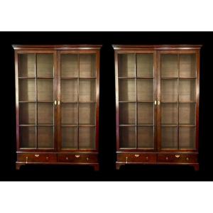 Pair Of George III Mahogany Bookcases / Display Cabinets