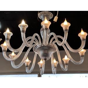 Large Italian Murano Glass Chandelier With 12 Arms 