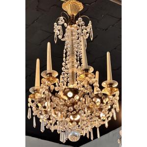 Crystal And Gilded Bronze Chandelier - Louis XVI Style