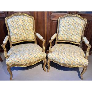 Pair Of Louis XV Style Armchairs – 19th Century