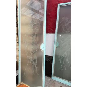 Pair Of Engraved Glass Panels – Attributed To Max Ingrand – 1930/1940