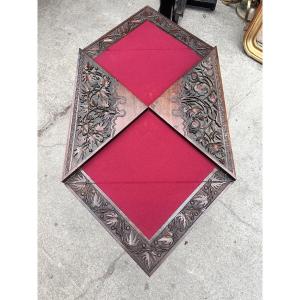 Antique Carved Wood Handkerchief Table - 19th Century
