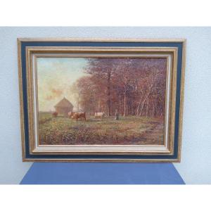 Oil On Canvas Louis Saraben School Of Le Havre Charles Lhullier