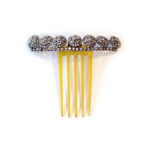 Steel-cut Hair Comb In Horn And Steel, Wedding Hairstyle, Wedding Comb, Hairpin, Head Jewelry