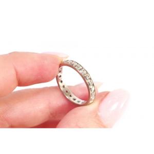 Eternity Wedding Band In 18k White Gold, Vintage Diamond Ring, Old Cut Diamond, Antique Jewelry, Pre-owned Ring