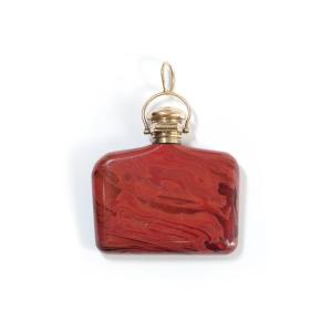 Antique Enamel Locket Pendant In 18k Gold, Antique Opening Pendant, Glass, Red Jasper Imitation