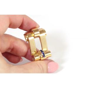 Retro French Sapphire Lapel Clip In 18k Gold, Louis Heissler, Mauboussin Style, Clip Lapel
