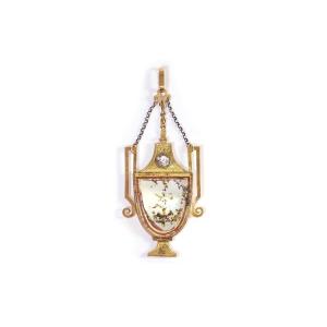 Victorian Urn Locket In 18k Gold And Silver, Gold Locket Pendant, Opening Pendant