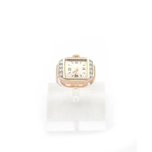 French Retro Tank Watch Ring In 18k Gold And Diamond, Octagonal, Tank Ring, Antique Jewelry