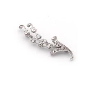 Retro Lily Of The Valley Diamond Brooch, White 18k Flower With Old Mine Cut, Lucky Flower 