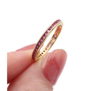 Eternity Natural Ruby Ring In 18k Gold, French Wedding Band, Natural Rubies, Wedding Band Ring 