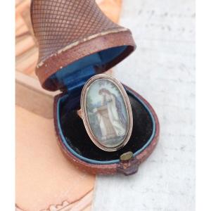 Georgian Miniature Mourning Ring In Low Gold (bas Titre), Memorial Ring, Sentimental Ring