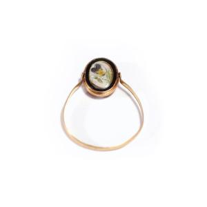 Georgian  Swivel Portrait Pansy Ring In 18k Gold, Pivoting Bezel, Sentimental Ring