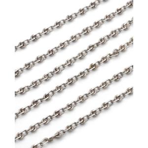Long Double Silver Chain Sautoir, Long French Victorian Silver Chain With Link Knots