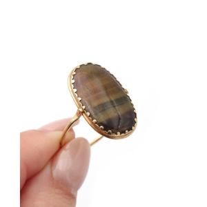 Victorian Swivel Ring Tiger-eye Cabochon, Antique Man Ring 18k Gold, Men Jewelry