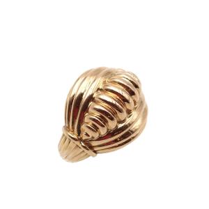 Large French Retro Dome Ring In 18k Gold, Gadroons, 1950's Ring, Large Ring
