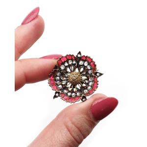 Poppy Brooch In 18-karat Gold And Silver Plique-à-jour Enamel, Flower Brooch, Translucent Enamel