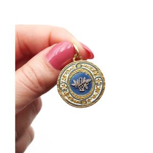 Edwardian Basket Flower Enameled Locket In 18k Gold, Art Nouveau Pendant, Sentimental Jewelry 
