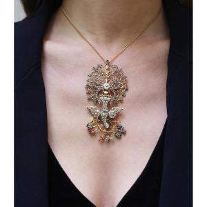 Victorian Large Holy Spirit Pendant In 18k Gold, French Regional Pendant, Norman Pendant