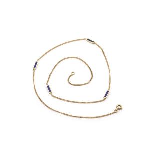Lapis Lazuli Chain Necklace With An 18k Gold Chain, Choker Necklace, Gold Chain 