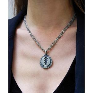 Jean Despres Cancer Zodiac Silver Pendant Medal, Hammered Silver, Cancer Astrological Pendant