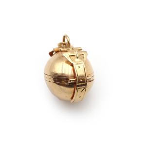 Victorian Locket Ball Pendant In 18k Gold, Orb Locket Pendant, Medallion, Gold Locket Pendant