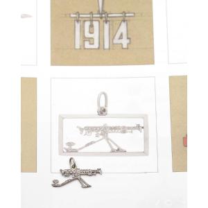 Cartier Wwi 1910 Patriotic Machine Gun Charm In Platinum And Diamond, Patriotic Pendant 