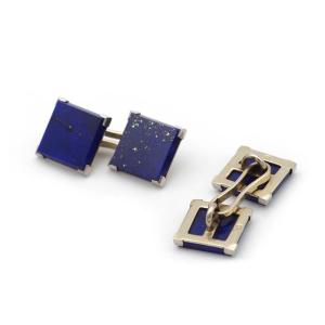 Lapis Lazuli Cufflinks In 18k White Gold, Modernist Cufflinks, Square, Men's Jewelry