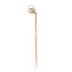Cultured Pearl Tie Pin In 18 Karat Yellow Gold, Antique Tie Pin